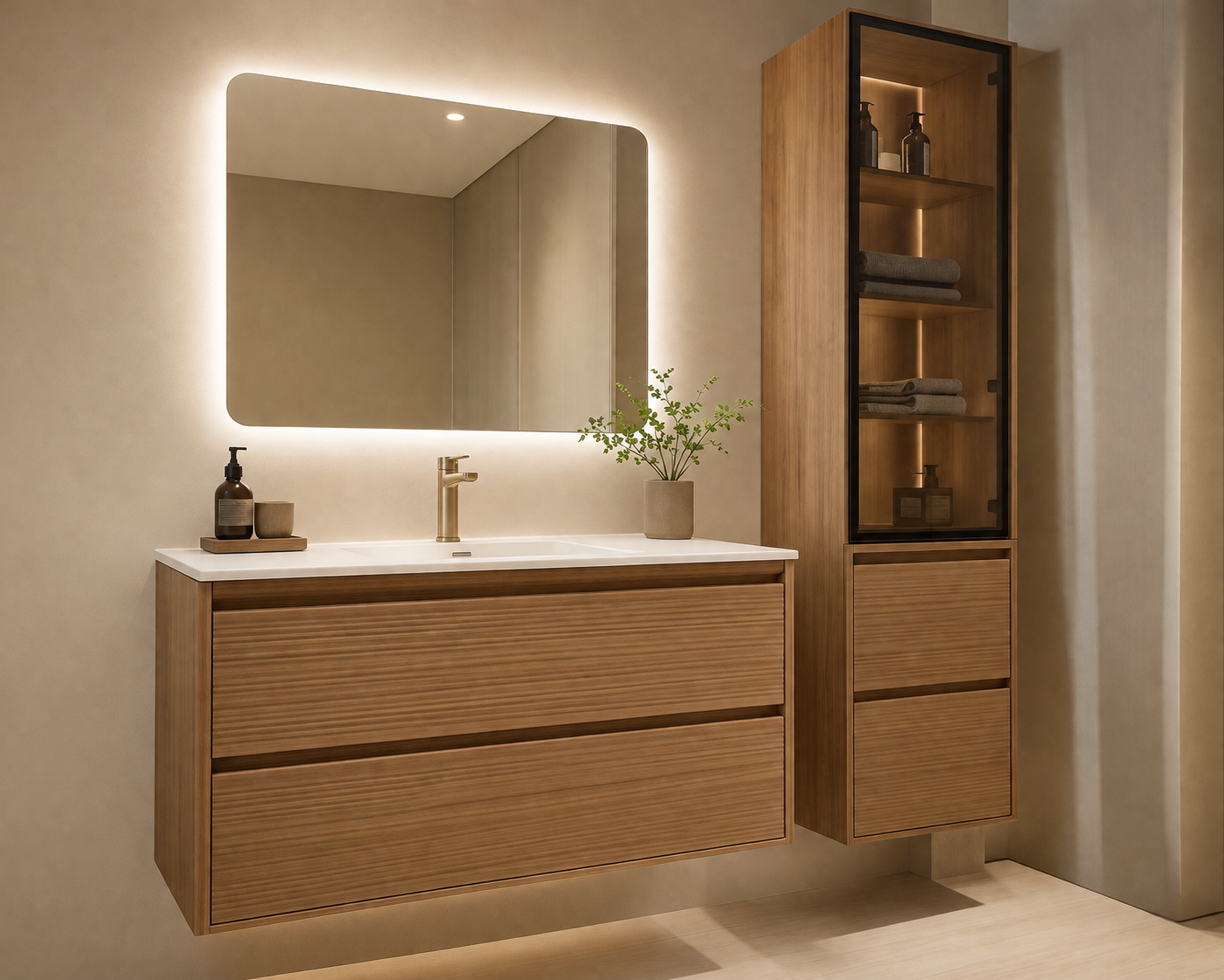 Mobiliario a medida elegante para baño y salón